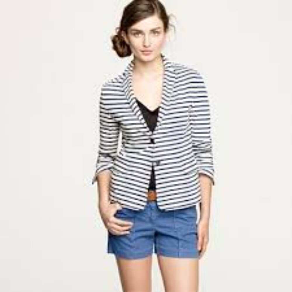 LIKE NEW J. Crew Black and White Striped Blazer size M